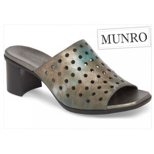 Munro Jules Leather Block Heel Copper Metallic Chic Mules 8
Metal Leather Size 8